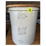 20 Gallon Wester Crock w/Wooden Lid