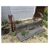 Iron Wheels, Pipe & Wood Bench Set