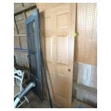 6 Panel Oak Door w/Hinge & Storm Door
