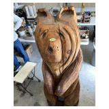64 Inch Carved Wooden Bear