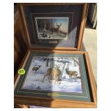 (2) Framed Deer Prints