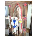 Skull, Pelt & Feather Wall Hanging