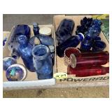 (2) Boxes Assorted Red & Blue Glassware