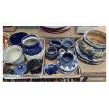 (3) Boxes Blue Mexican Pottery