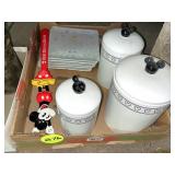 Mickey Mouse Canister, Back Scratcher & Plate