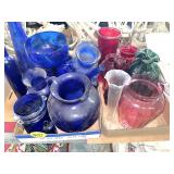 (2) Boxes Red & Blue Glass