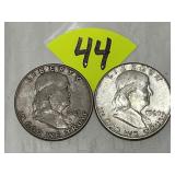 1948 & 1960 Franklin Silver Half Dollars