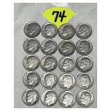 (20) Roosevelt Silver Dimes