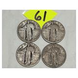 (4) Standing Liberty Quarters