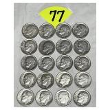(20) Roosevelt Silver Dimes