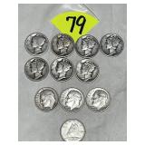 (7) Mercury, (3) Roosevelt & (1) Canada Silver...