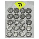 (20) Roosevelt Silver Dimes