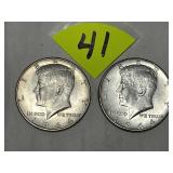 (2) 1964 Kennedy Silver Half Dollars