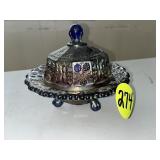 Carnival Butterfly & Berry Blue Butter Dish