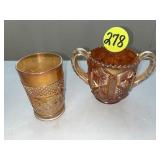 Carnival Marigold Lattice & Daisy Tumbler &...