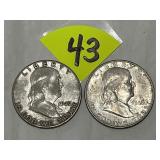 1949 & 1949 D Franklin Silver Half Dollars