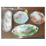 RS Prussia Relish Tray & Hand Painted Plates &...