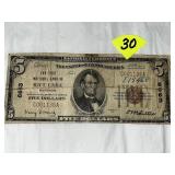 1929 Rice Lake, WI $5 National Currency