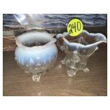 2 Piece White Opalescent Glass