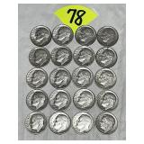 (20) Roosevelt Silver Dimes