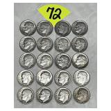 (20) Roosevelt Silver Dimes
