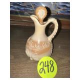 Greentown Leaf Bracket Chocolate Glass Cruet