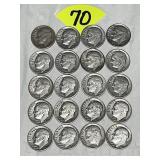 (20) Roosevelt Silver Dimes