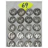 (20) Mercury Dimes