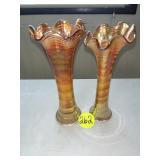 Carnival Marigold (2) 11 Inch Vases