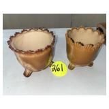 Greentown Leaf Bracket Chocolate Glass Spooner...