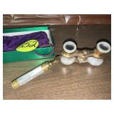 Old Ornate Mother of Pearl Opera Glasses