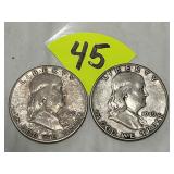 1949 7 1949 S Franklin Silver Half Dollars