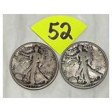 1918 D & 1920 D Walking Half Dollars
