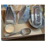 Cast Iron Buggy, Silver Plate & Misc.