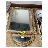 (3) Mirrored Gold Decorated Trays