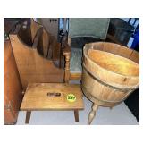Wood Stool, Magazine Rack, Chair & Bucket (Some...