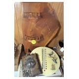 Wooden Clocks, Thermometer & Shelf