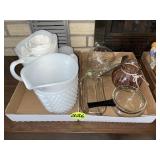 (2) Boxes Milk Glass Pitchers & Misc.