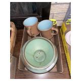 Frankoma Vase & Guernsey Ware Mugs
