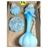 Blue Satin Pitcher & Bedroom Dishes