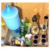 Decorated Wine Set & Misc. Glass