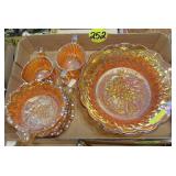 Carnival Glass Ice Cream Set & Cream & Sugar