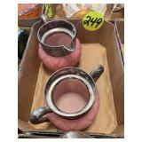 Pink Satin Glass Cream & Sugar