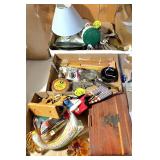 (3) Boxes Jewelry Box, Fans & Misc.