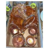 Carnival Glass Punchbowl & 5 Cups