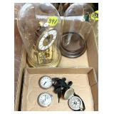 Compass, (2) Pocket Watch Parts & Dome Clock