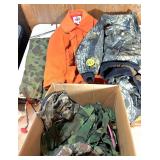 (3) Boxes Orange & Camo Hunting Clothes
