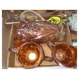 Carnival Glass Pitcher, Cream & Sugar