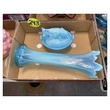 Blue Milk Glass Cow Covered Dish & Blue...