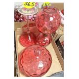 (3) Pieces Cranberry Glass